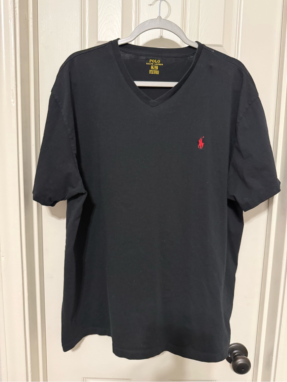 Polo by Ralph Lauren Black V-Neck Tee with Red Pony